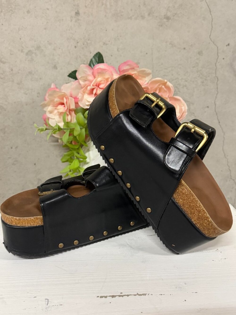 Platform Sandal Cork Footbed Slide Sandals - Size 8